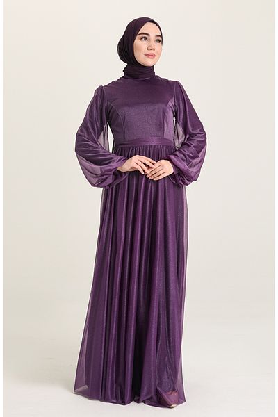 sefamerve Rochie de seara cu sclipici violet - 5541-12