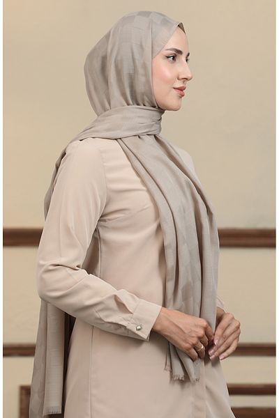 sefamerve Βαμβακερό σάλι Mink Jacquard - 2071-07