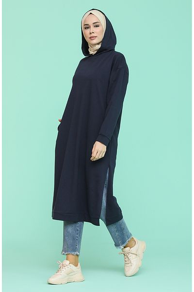 sefamerve Αθλητικό χιτώνα με κουκούλα 3007-02 Navy Blue
