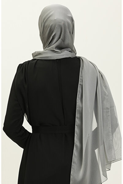 sefamerve Aymina Janjan Gray Chiffon Shawl - 7586-02