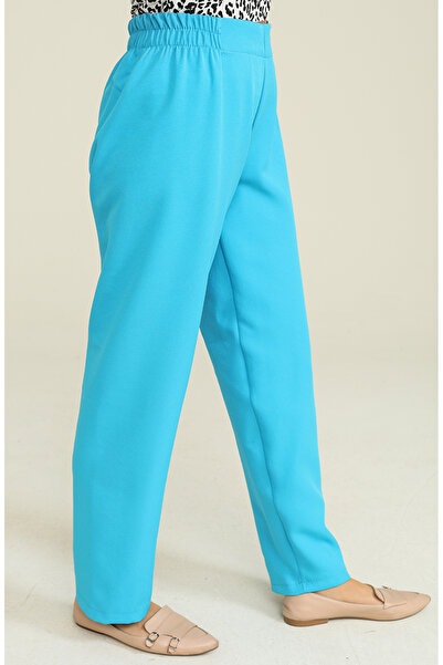 sefamerve Beli Lastikli Pantolon 1983-39 Turkuaz