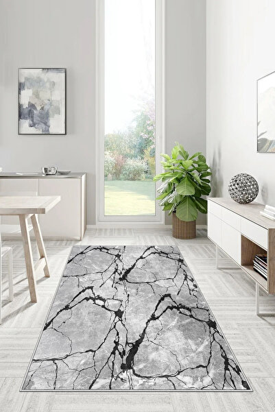 UZZA Kesme Halı Desenli Dijital Baskı Yıkanabilir Kaymaz Taban İnce Salon Mut...