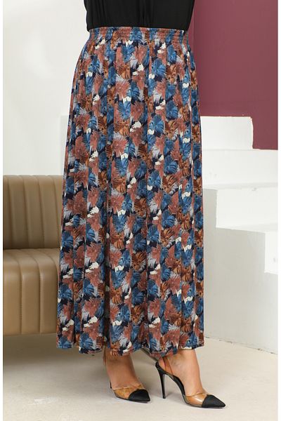 sefamerve Fusta cu talie elastică cu model albastru - 2830A-03