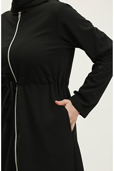 sefamerve Azra Μαύρο καπάκι με κουκούλα και μέση 0328-03