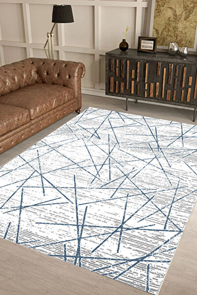 UZZA Salon Halısı Geometrik İskandinav Eskitmeli Dijital Baskı Yıkanabilir Ka...