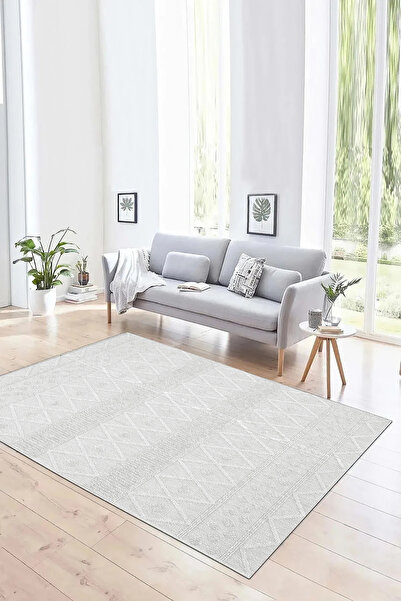 df home Salon Halısı Geometrik İskandinav Toz Tutmaz Dijital Baskı Yıkanabili...