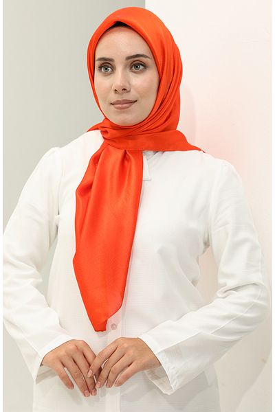 sefamerve 2025-10 Πορτοκαλί βραδινό φόρεμα Jan Jan Scarf
