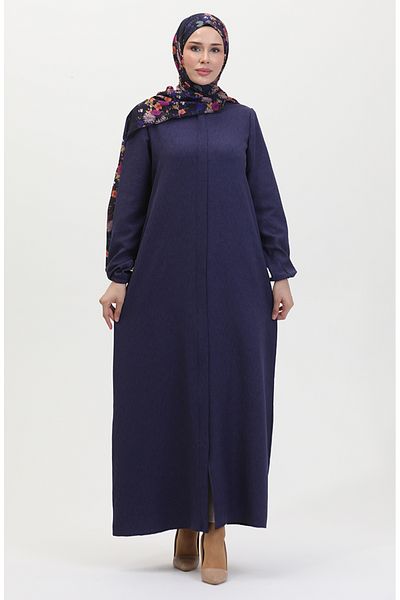 sefamerve Navy Blue Pocket Ferace - 24017-05