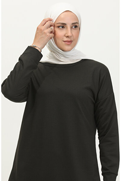 sefamerve Yırtmaç Detaylı Spor Tunik 0412-04 Siyah
