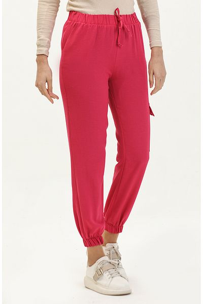 sefamerve Fuchsia Cargo Pants - Elastic Waist, Model 1147-03