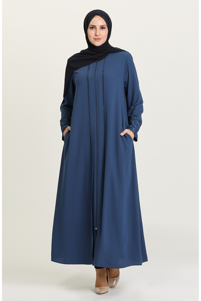 sefamerve Ferace 5005-04 Indigo, mărime mare, cu mâneci cu șireturi și pietre...