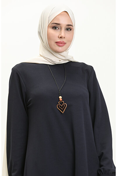 sefamerve Kolyeli Uzun Tunik 2727-03 Lacivert