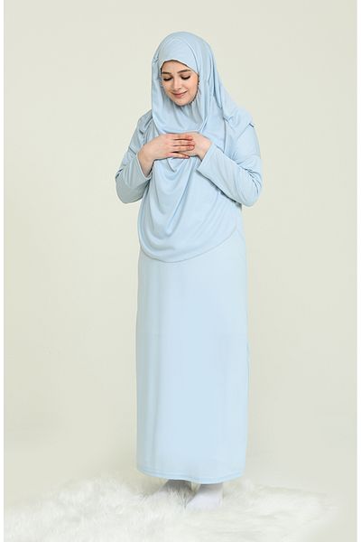 sefamerve Φόρεμα προσευχής Baby Blue με τσάντα - 4486A-11