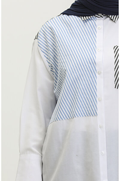 sefamerve 4810A-01 Модель Біла сорочка в смужку з гарнітом