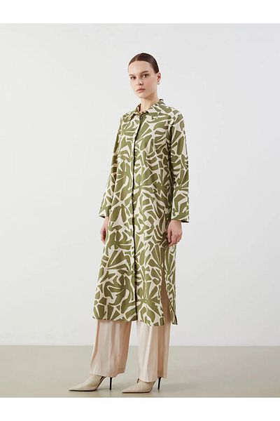 LC Waikiki Lcw Modest Green Print Women's Shirt Tunic