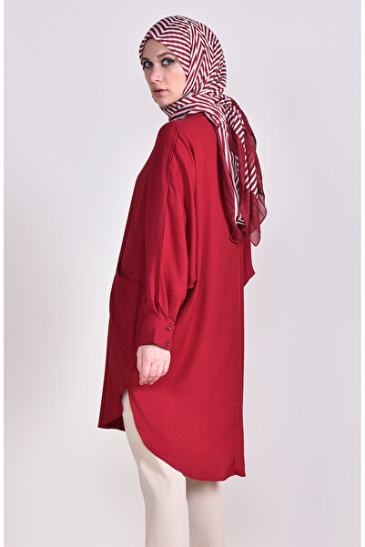 sefamerve Viscose Tunic with Pockets 6480-04 Claret Red