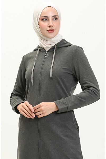 sefamerve Kapüşonlu Cepli Spor Ferace 3011-04 Antrasit