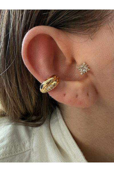 Pinery Jewels Zircon Stone Cross Interlocking Cartilage Earrings