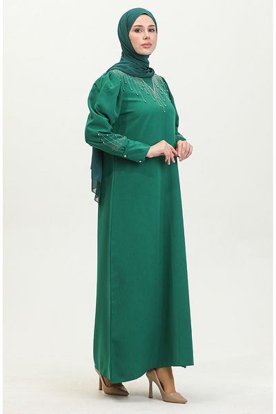 sefamerve Φόρεμα με στάμπα Emerald Green Stone - 0406-04