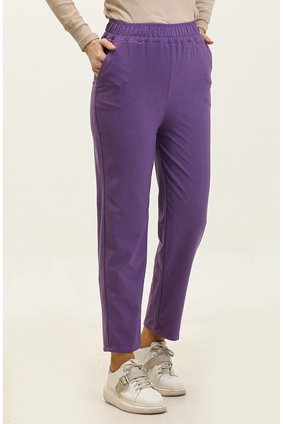 sefamerve Pantaloni largi cu talie elastică 5501-04 Liliac