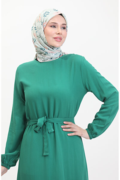 sefamerve Emerald Green Belted Dress - 0512-01