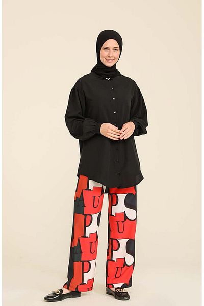 sefamerve Emerald Green Crepe Printed Trousers - 6567-01