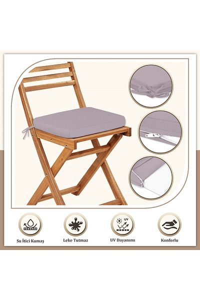 Evim Canvas 4-Piece Lilac Liquid-Proof Stain-Proof Zippered Lace-Up Chair Cushion 40 X 40 cm