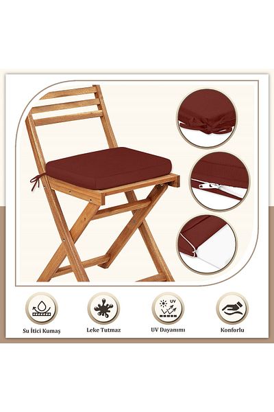 Evim Canvas 2-Piece Claret Red Liquid Proof Stain Resistant Zippered Lace Chair Cushion 40 X 40 cm