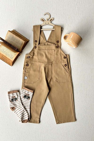 Ceylan Otantik Milky Brown Duck Linen Salopet Kids Jumpsuit