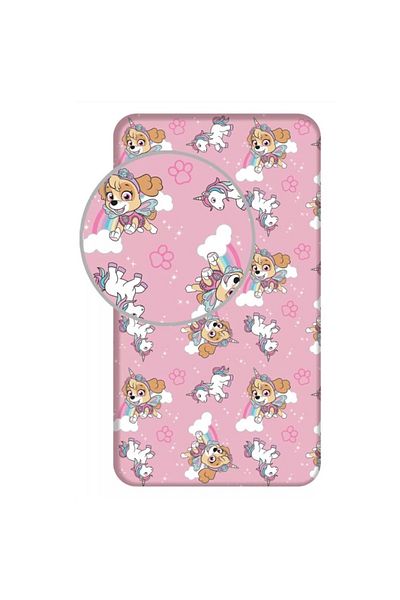 PAW PATROL Cearceaf, cu margini elastice, multicolor, 100% bumbac, 90x200 cm, Paw Patrol