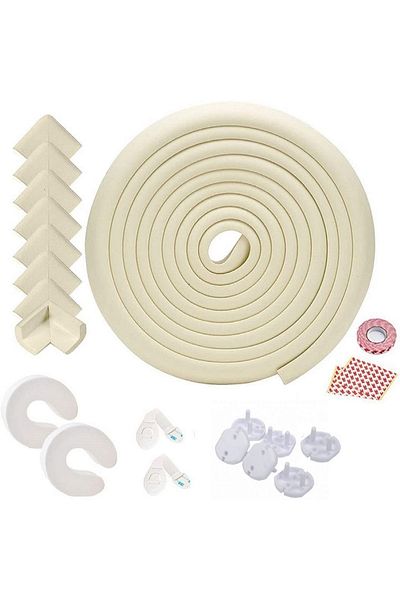 Empria Child Safety Kit - Soft Strip And Corners, Door Stops, Drawer And Socket Safety Guards, White
