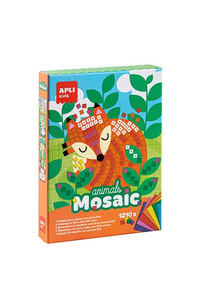 Apli Kids Joc educativ Mozaic din spuma EVA, Animale, Apli, 1210 piese, +4 ani
