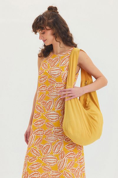Clandestino Lined Zippered Bohemian Fabric Bag Mustard