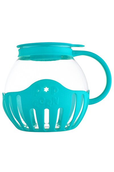 Choice آلة صنع الفشار الزجاجية SKY BLUE LMETJMA 2.25QT للميكروويف مع غطاء سيليكون آلة صنع الفشار للميكروويف مع