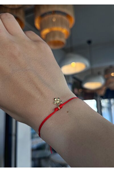 Miltonia 925s Gümüş Çiçek Kırmızı İp Bileklik