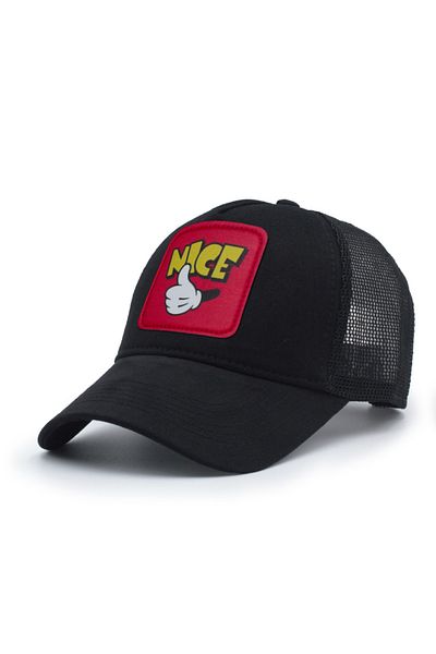 Trucker Mickey Hand Model Interchangeable Crest Mesh Cap Black