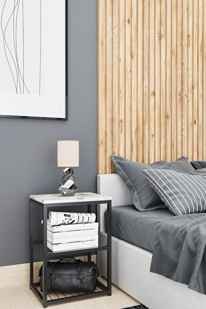 interGO Metal Ayaklı Dekoratif Tel Raflı Komodin