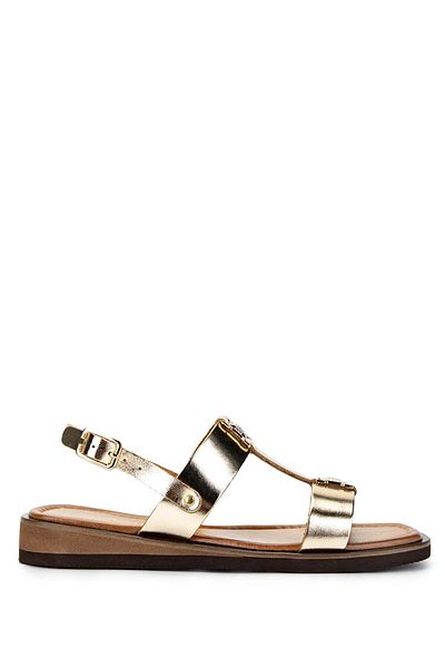 Tamer Tanca Women's Genuine Leather Gold Flat Sandals