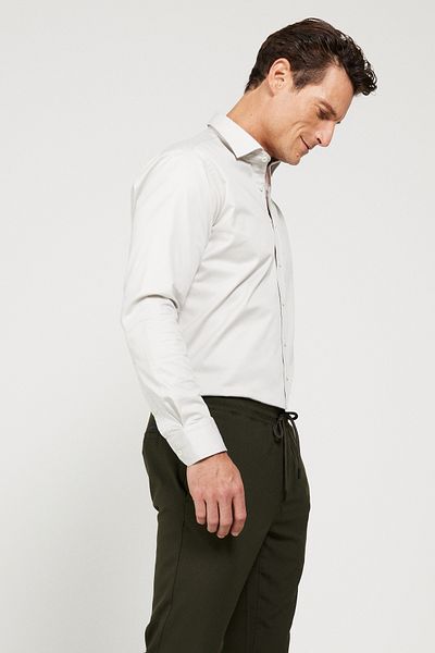ALTINYILDIZ CLASSICS Ανδρικό μπεζ Comfort Fit Relaxed Cut Classic γιακά 100% βαμβακερό πουκάμισο