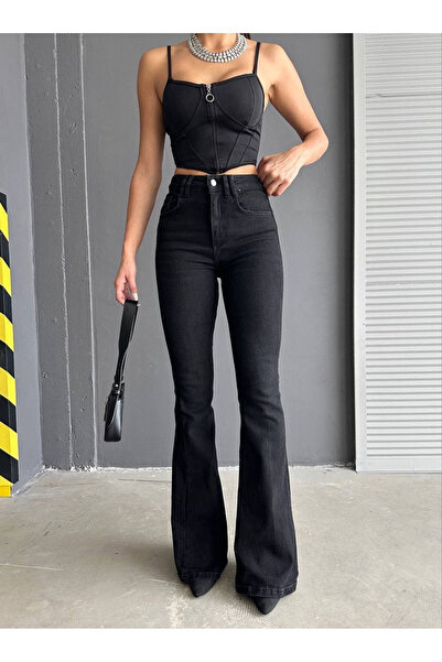 mooishan Γυναικείο μαύρο ισπανικό τζιν παντελόνι Cnk, ανεξίτηλο, με άνετη εφα...