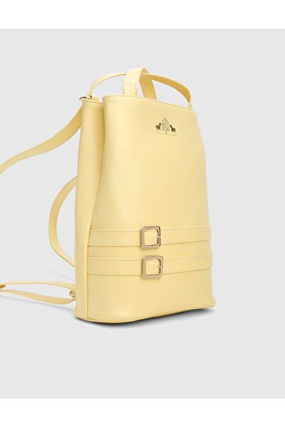 İLVİ Anke Kadın Sırt Çantası Sarı Hakiki Floter Deri