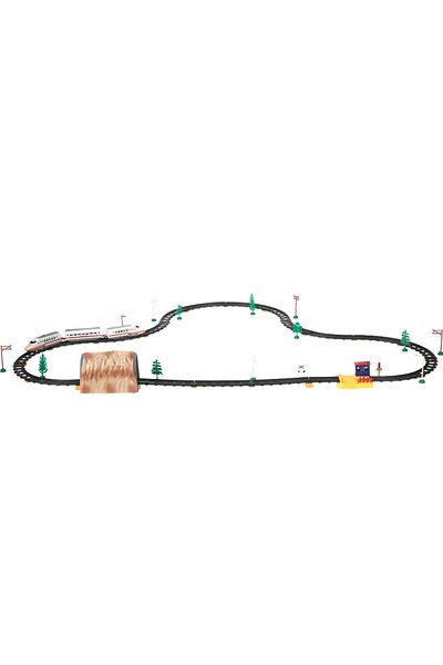 RS Toys Trenulet electric de jucarie electric cu 2 locomotive si 1 vagon pasageri, 80 piese incluse, +5 ani