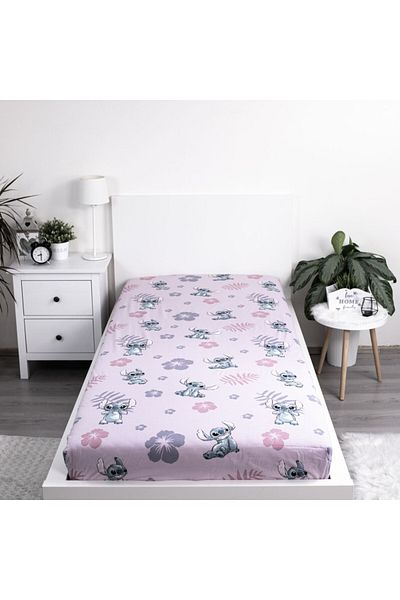 Stitch Cearceaf, cu margini elastice, multicolor, 100% bumbac, 90x200 cm, Stitch