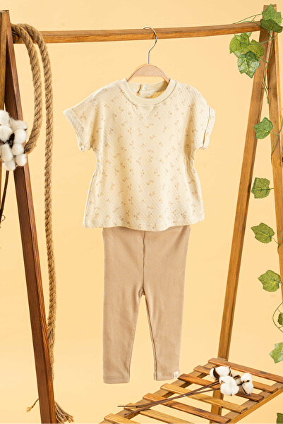 bombe Girl Boy Baby Kids Natural 2 Piece Set Cotton First Ben Trend Fashion Bottom Top Set