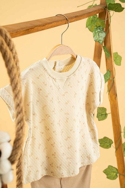bombe Baby Kids Natural Cotton 2-Piece Tights Set Bottom Top Set Comfortable Set