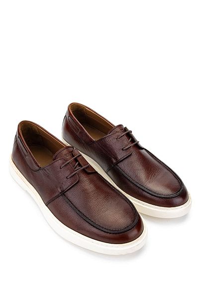 Tamer Tanca Men's Genuine Leather Brown Casual Shoes