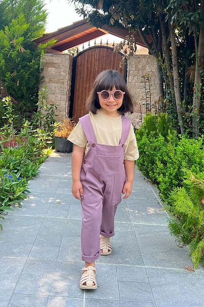 Ceylan Otantik Soft Lilac Duck Linen Salopet Kids Jumpsuit