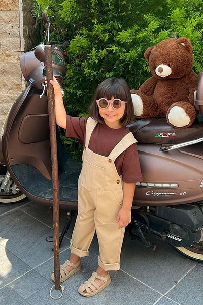 Ceylan Otantik Cream Duck Linen Salopet Kids Jumpsuit