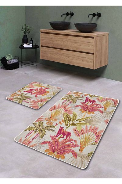 Pilloveland Covoraș de baie lavabil cu bază anti-alunecare din 2 piese - Panther 60*100 cm - 50*60 cm