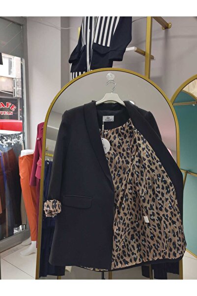 Yağmur İç Astarlı Leopar Blazer Ceket